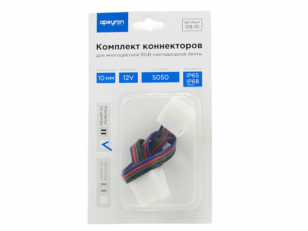 

Комплект коннекторов/провод для Led ленты Rgb 10мм (5050) Ip65 (09-15)