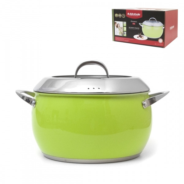 

Кастрюля с крышкой Greenery 24х13.5 см 6 л, Зеленый, Кастрюля с крышкой Greenery 24х13.5 см 6 л